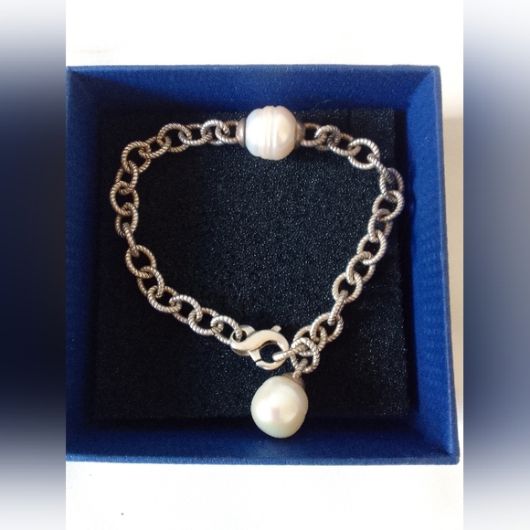 Vintage 925 Silver bracelet with real big pearl - Picture 2 of 7
